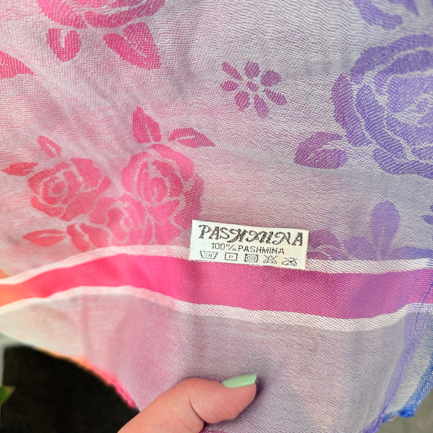 100% Pashmina Floral Ombre Scarf – Lightweight Colourful Wrap