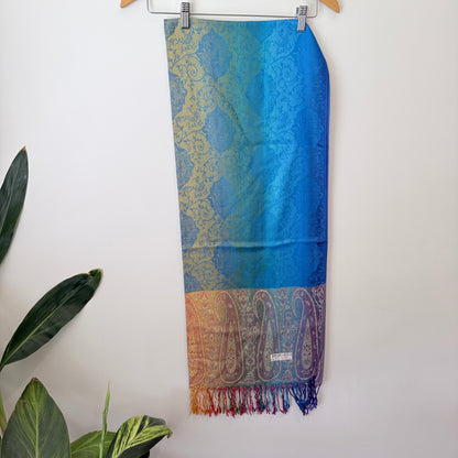 100% Pashmina Floral Ombre Scarf – Lightweight Colourful Wrap