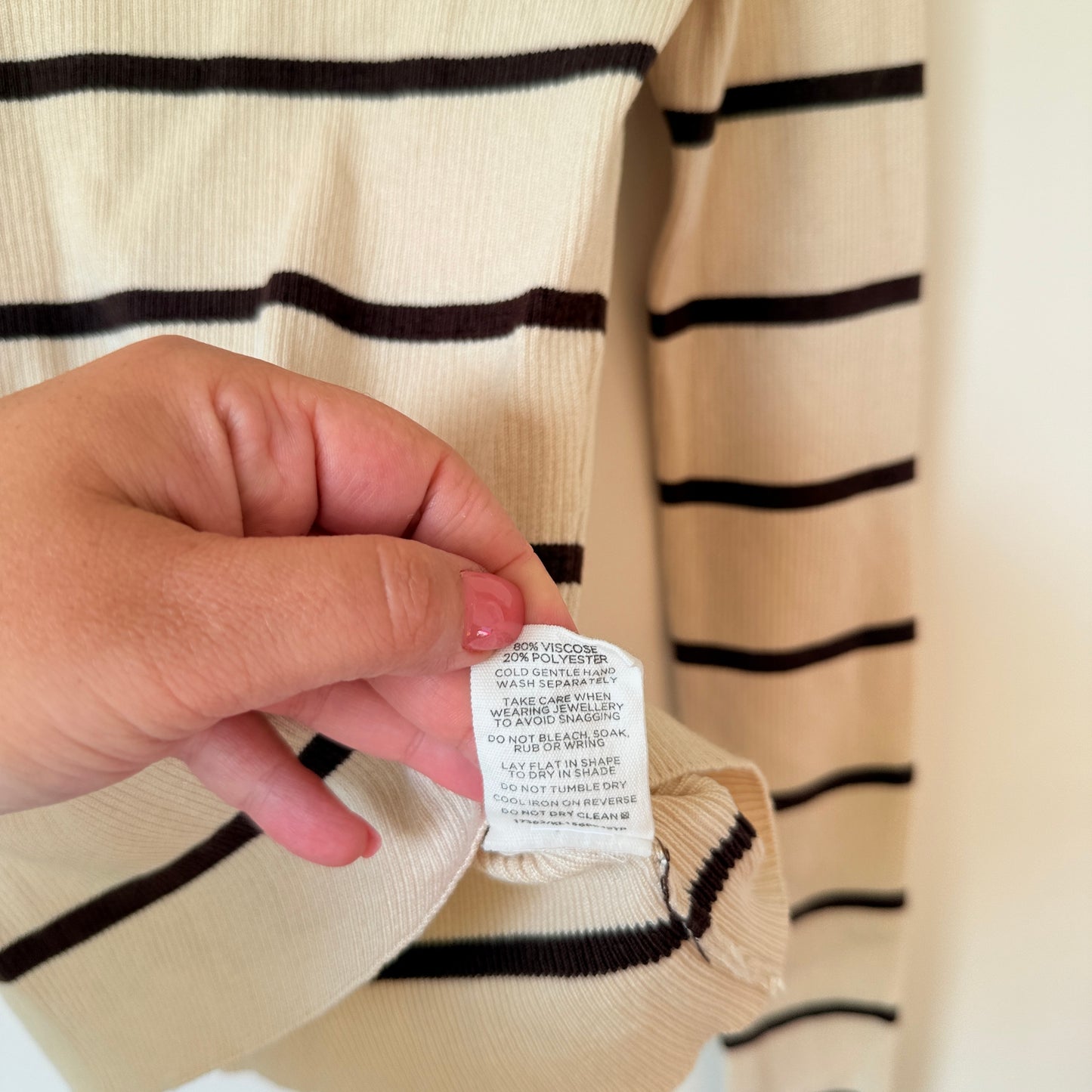 Glassons Size S Striped Long-Sleeved Ribbed Knit Top