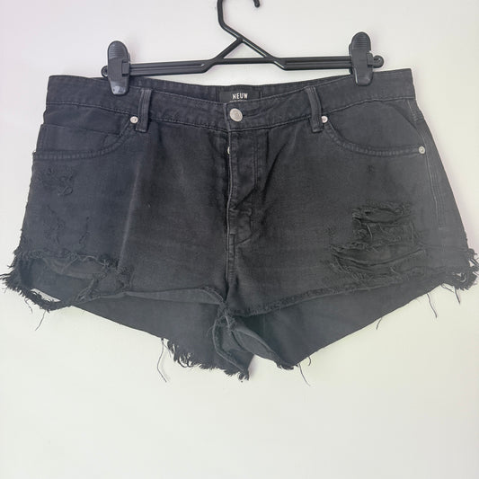 Neuw Distressed Black Denim Shorts