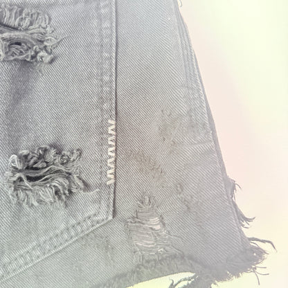 Neuw Distressed Black Denim Shorts