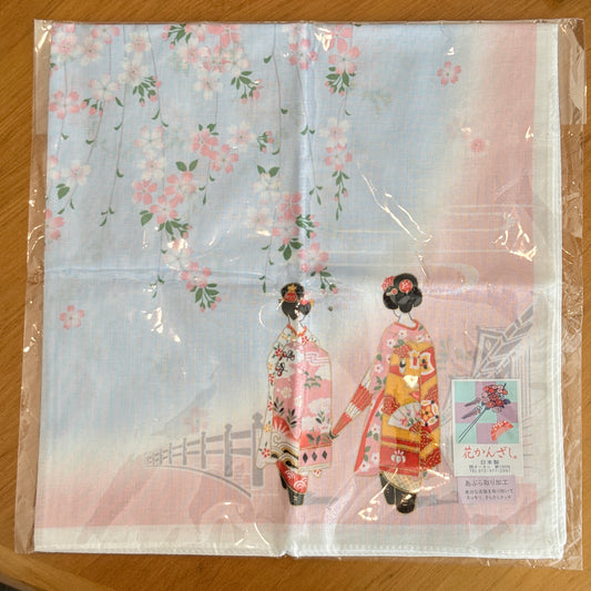 Japanese Floral Hankerchief Sakura Print