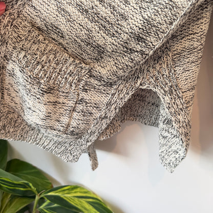 Zara Black & White Open-Front Knit Cardigan