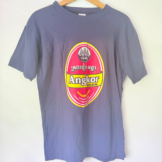 Xhilaration Size M Vintage Gray Angkor Beer Graphic T-Shirt