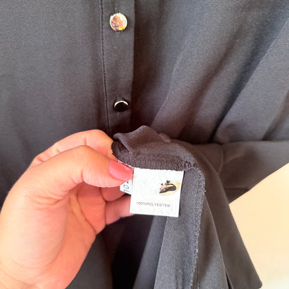 Mirrou Size 12 Black Sleeveless Button-Up Shirt Dress