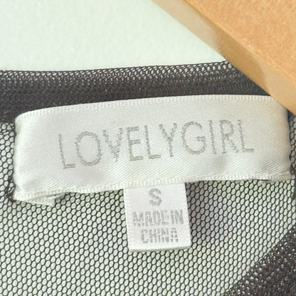 Lovely Girl Size S Black Dress with Tropical Leaf Print Skirt