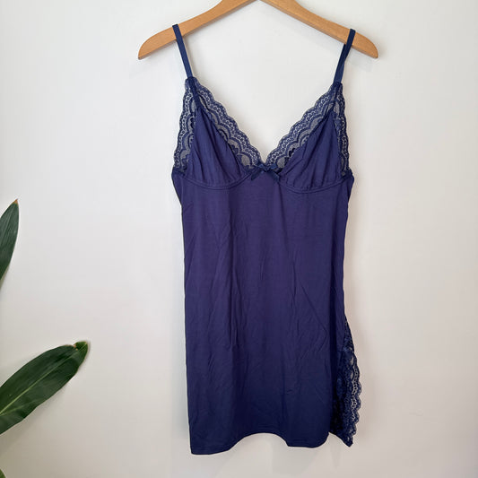 Navy Lace Trim Nightie XL