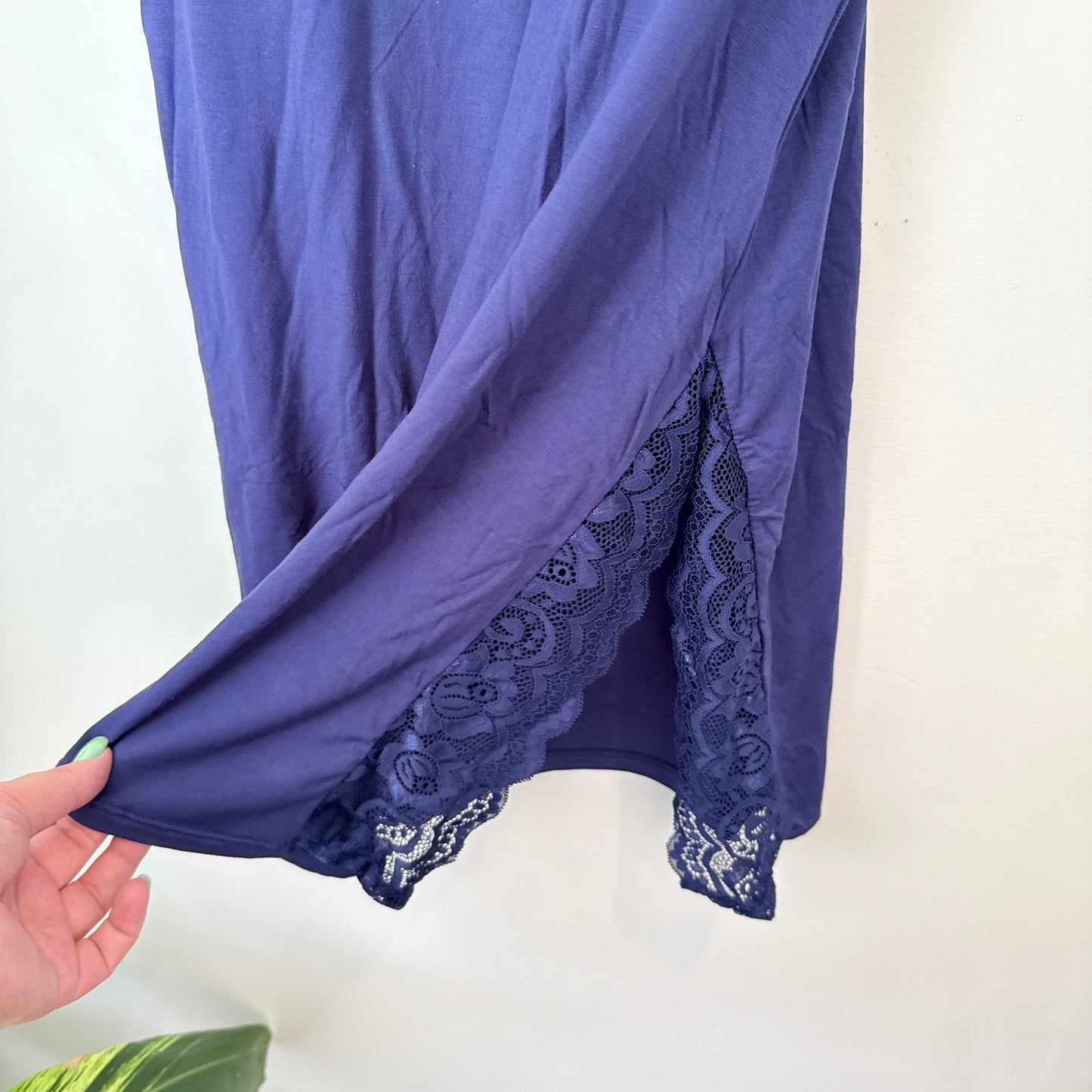 Navy Lace Trim Nightie XL