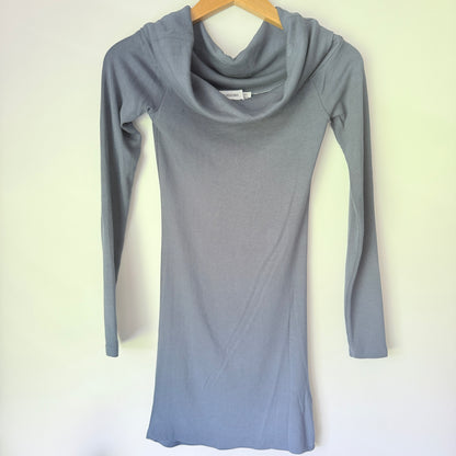 Glassons Size XS Gray Long-Sleeve Cowl Neck Mini Dress