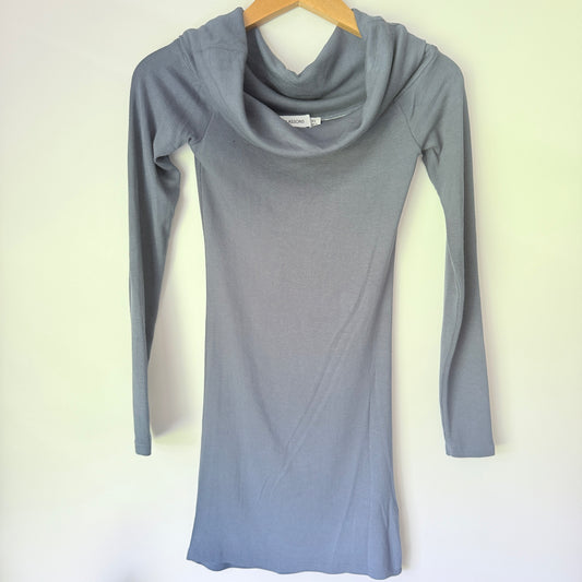 Glassons Size XS Gray Long-Sleeve Cowl Neck Mini Dress