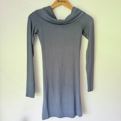 Glassons Size XS Gray Long-Sleeve Cowl Neck Mini Dress