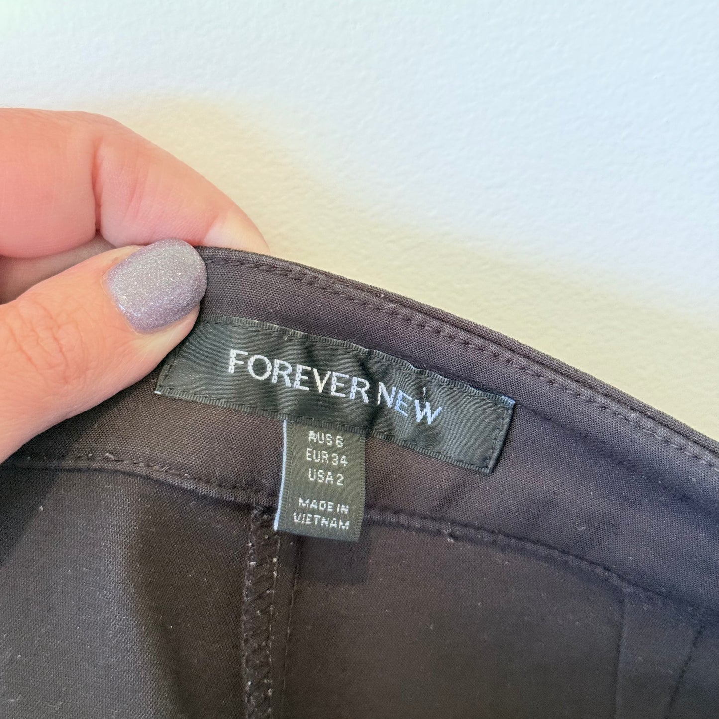 Forever New Size 2 Black High-Waisted Tailored Trousers