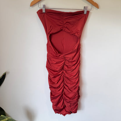 Tiger Mist Size S Red Ruched Midi Dress