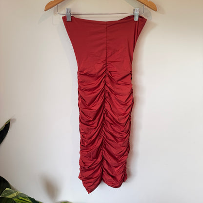 Tiger Mist Size S Red Ruched Midi Dress