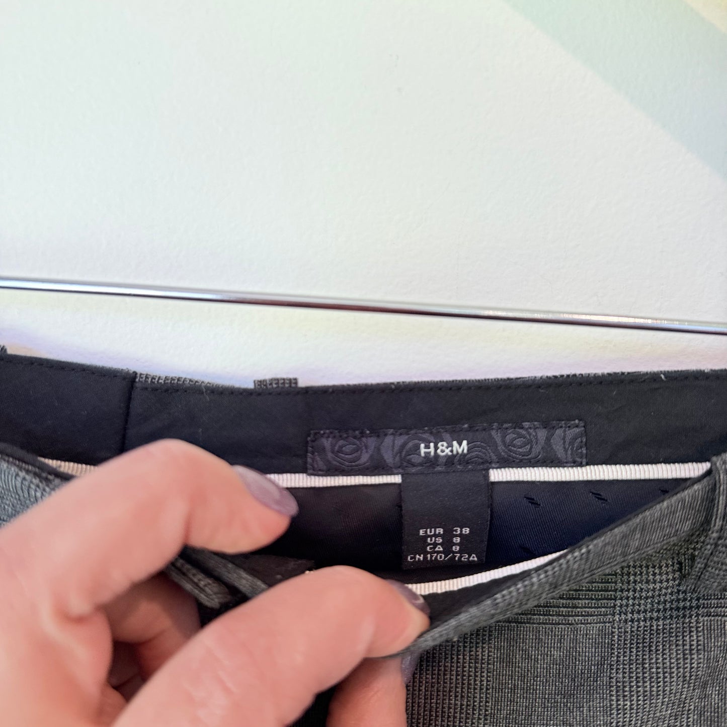 H&M Size 8 Grey Plaid Dress Pants