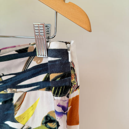 NES Tropical Floral Print Trousers White/Multi - Size L