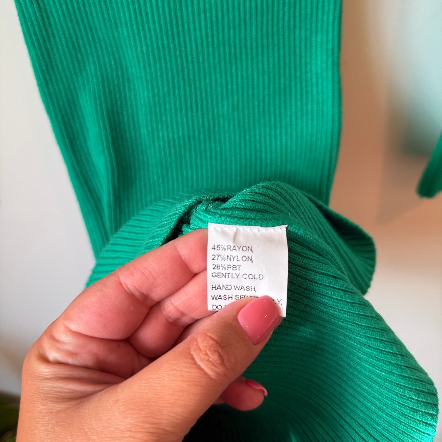 Winnie & Co. Ribbed Cutout Knit Dress Green - S/M