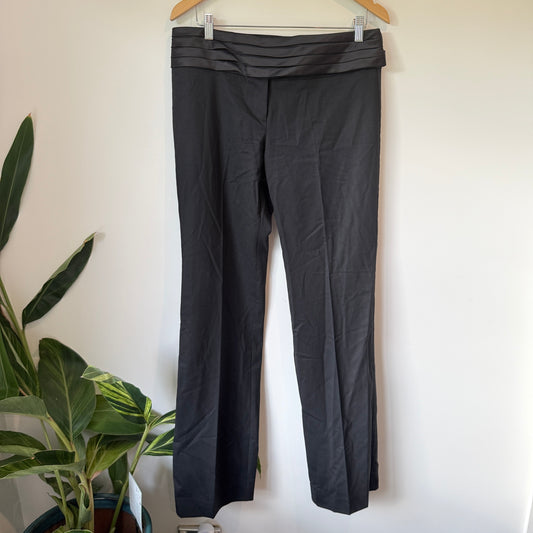 Keith Matheson Satin Waist Wool Blend Trousers Black - Size 12