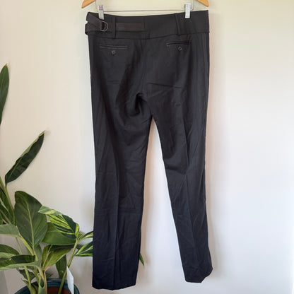 Keith Matheson Satin Waist Wool Blend Trousers Black - Size 12