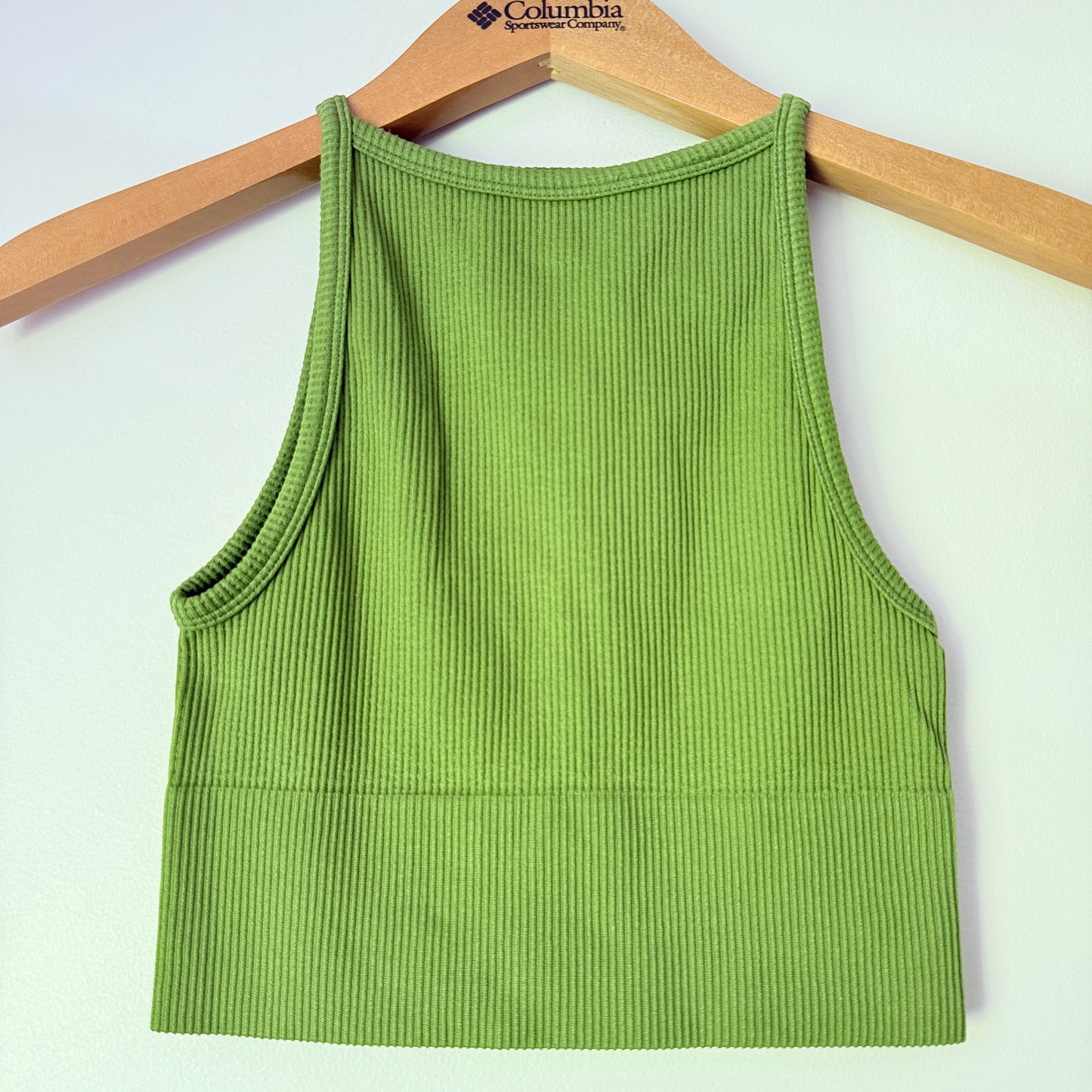 Glassons Size XS/S Ribbed Racer Back Cropped Tank Top Green