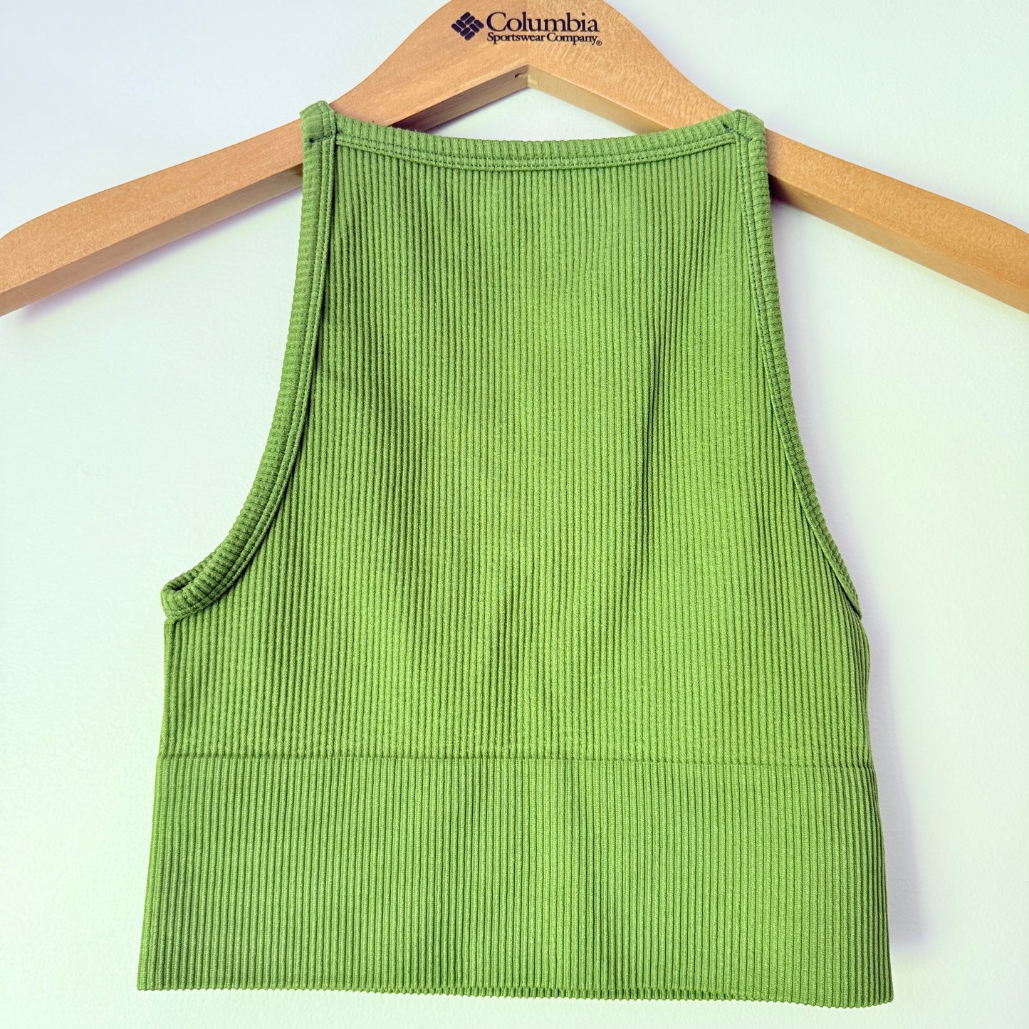 Glassons Size XS/S Ribbed Racer Back Cropped Tank Top Green