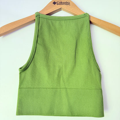 Glassons Size XS/S Ribbed Racer Back Cropped Tank Top Green