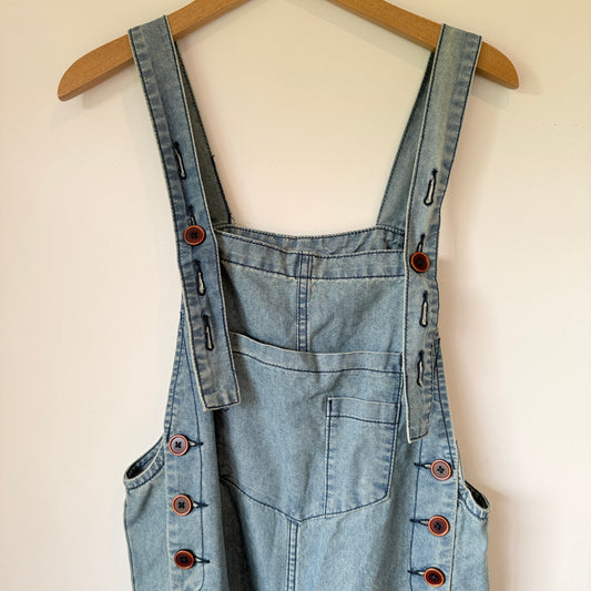Distressed Denim Overalls Light Blue - Size S