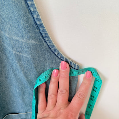 Distressed Denim Overalls Light Blue - Size S
