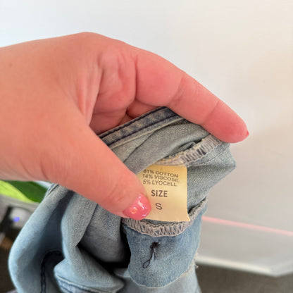 Distressed Denim Overalls Light Blue - Size S