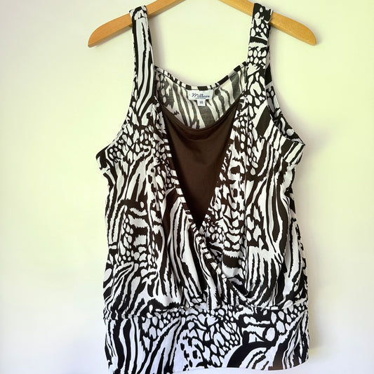 Miller's Size 14 Black and White Zebra Print V-Neck Blouse