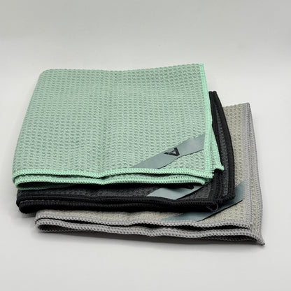 FORALL Microfiber Cleaning Cloths – Set of 3 (Mint, Black, Grey)
