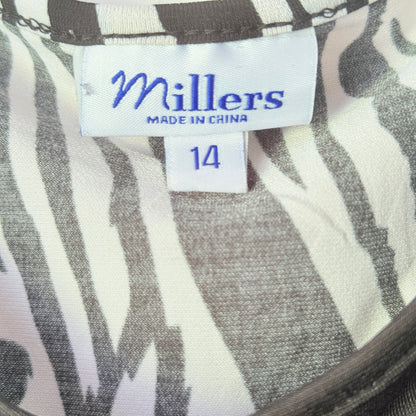 Miller's Size 14 Black and White Zebra Print V-Neck Blouse