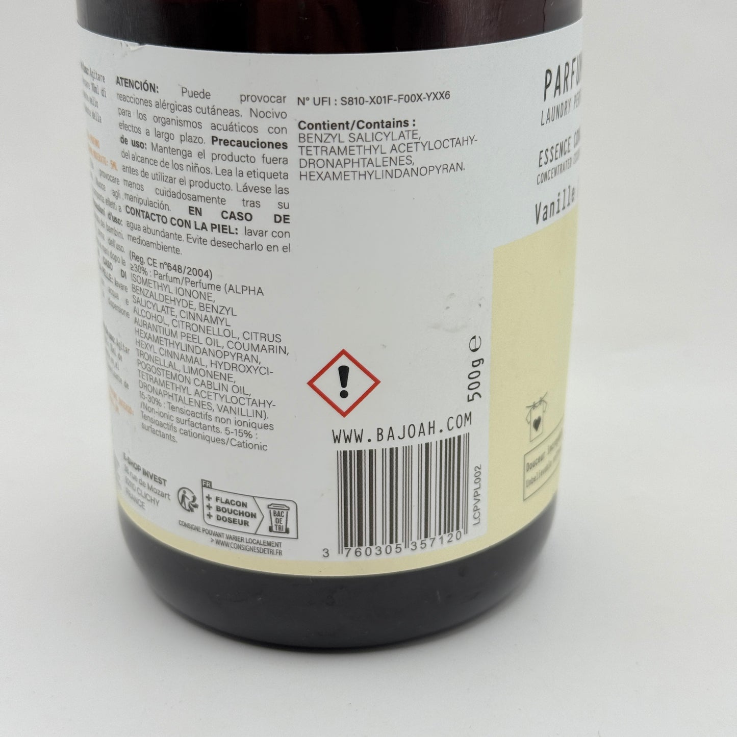 Bajoah Parfum de Lessive Vanille 500ml