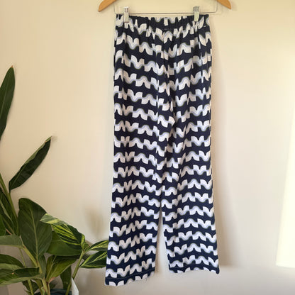Wavy Geometric Print Trousers Navy/White - 65cm waist