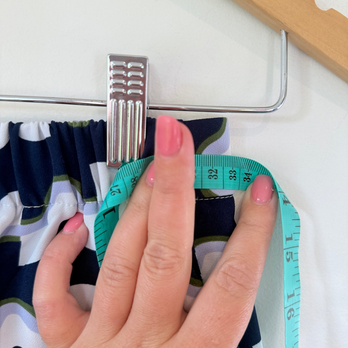 Wavy Geometric Print Trousers Navy/White - 65cm waist