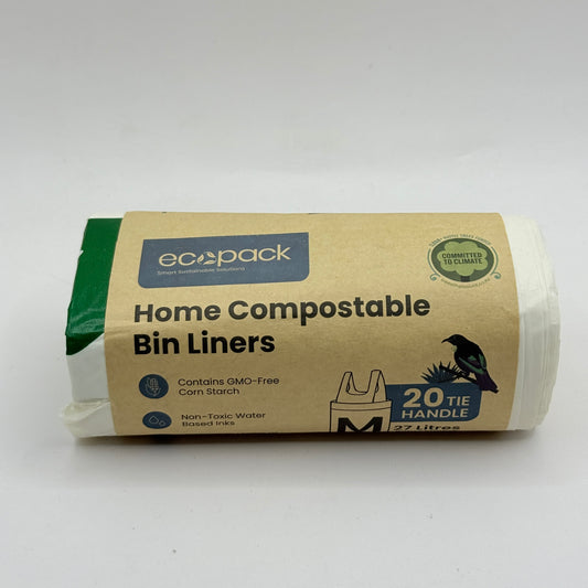 Ecopack Home Compostable Bin Liners 27L – 20 Tie-Handle Bags