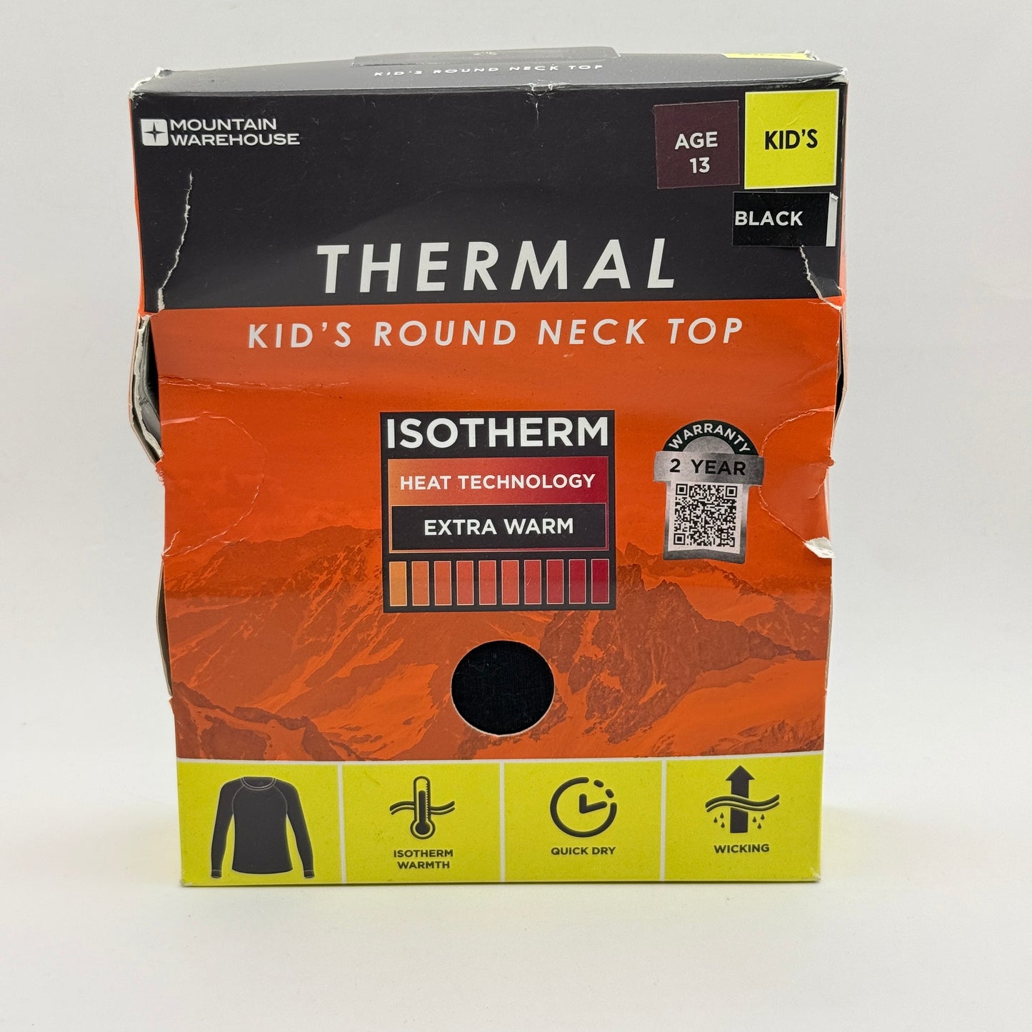 Mountain Warehouse Kids Thermal Round Neck Top – Age 13 (Black)