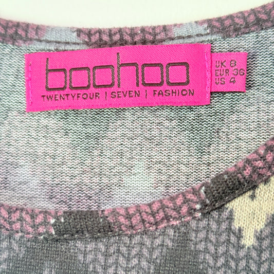 Boohoo Size 8 Zigzag-Pattern Knitted Mini Dress