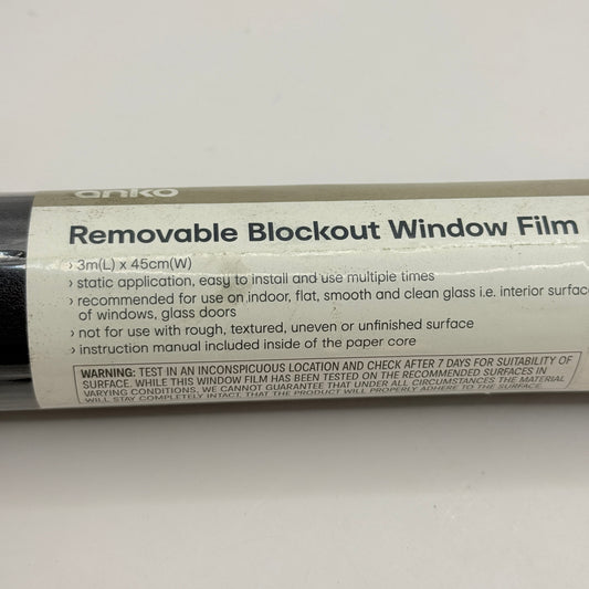 Anko Removable Blackout Window Film – 3m x 45cm