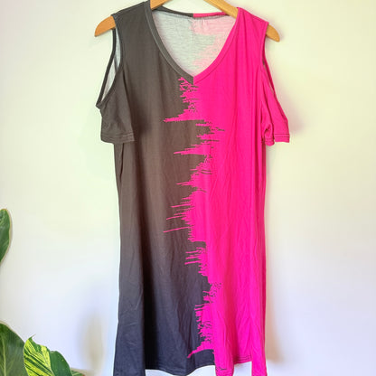 Emery Rose Size XL Black & Pink Scoop-Neck Cami Dress