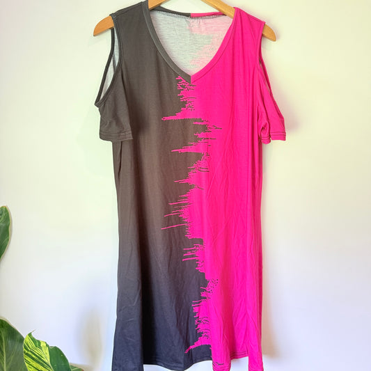 Emery Rose Size XL Black & Pink Scoop-Neck Cami Dress