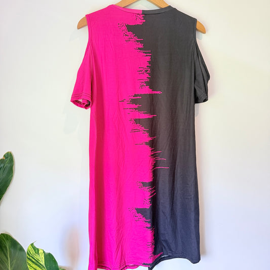 Emery Rose Size XL Black & Pink Scoop-Neck Cami Dress