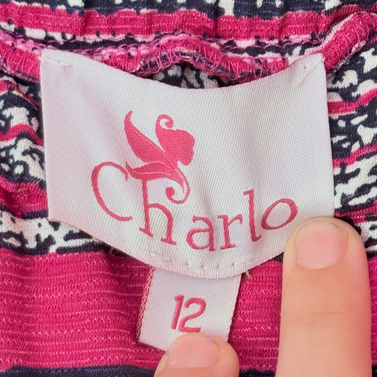 Charlo Size 12 Pink & Black Striped Mini Skirt