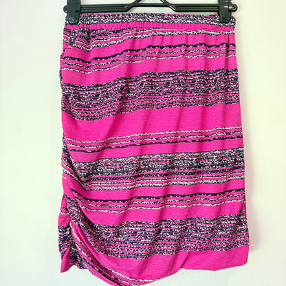 Charlo Size 12 Pink & Black Striped Mini Skirt