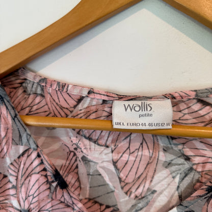 Wallis Size L Pink Floral Print Tie-Front Top