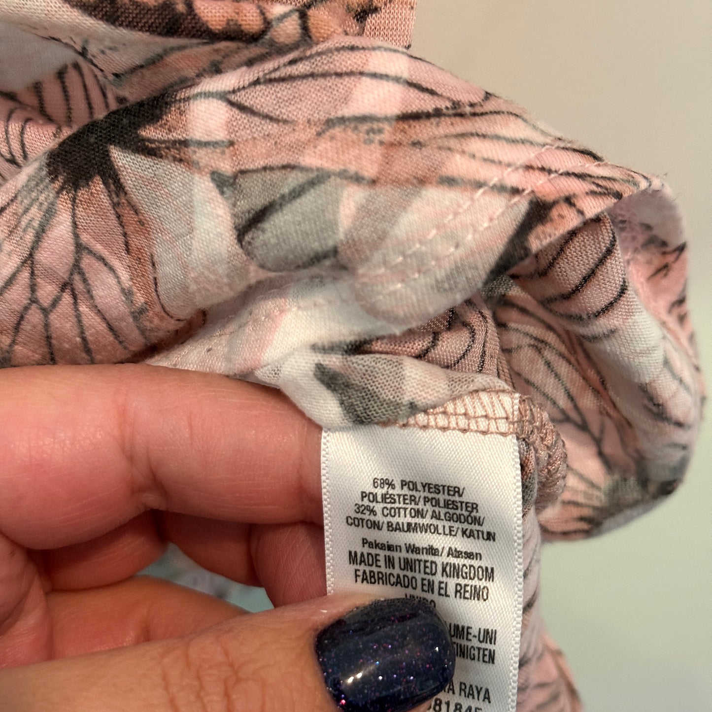 Wallis Size L Pink Floral Print Tie-Front Top