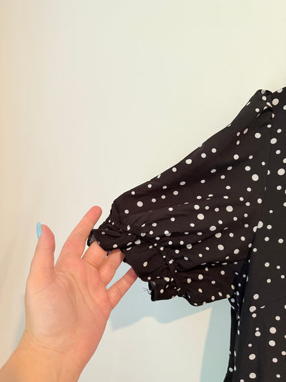 SHEIN Polka Dot Tiered Midi Dress Black White - Size XL (16)