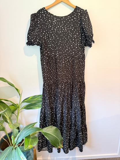 SHEIN Polka Dot Tiered Midi Dress Black White - Size XL (16)