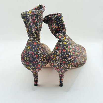 Zara Floral Stiletto Sock Boots Size 37