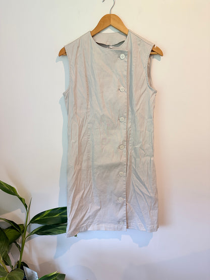 Sleeveless Button Front Dress Light Grey - Size XS